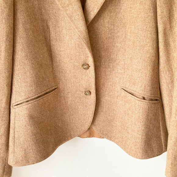 Vintage Tan Wool blend Blazer The Villager 16 Classic Style Spring Fall Jacket L - Picture 3 of 7